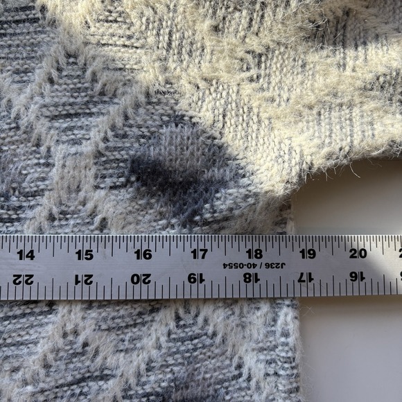 Rebecca Elliot Womens Hooded Open Cardigan Sweater Small Geometric Fuzzy Stretch - Picture 6 of 9